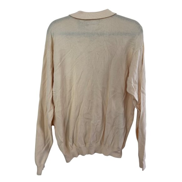 Vintage Izod Club Mens Beige Cotton Long-Sleeve Pullover Sweater With Argyle Det - Picture 4 of 4